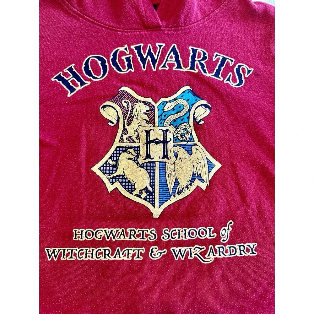 Harry Potter Hogwarts Graphic Hoodie Red Girls Medium 10/12 Wizarding World - Picture 2 of 6